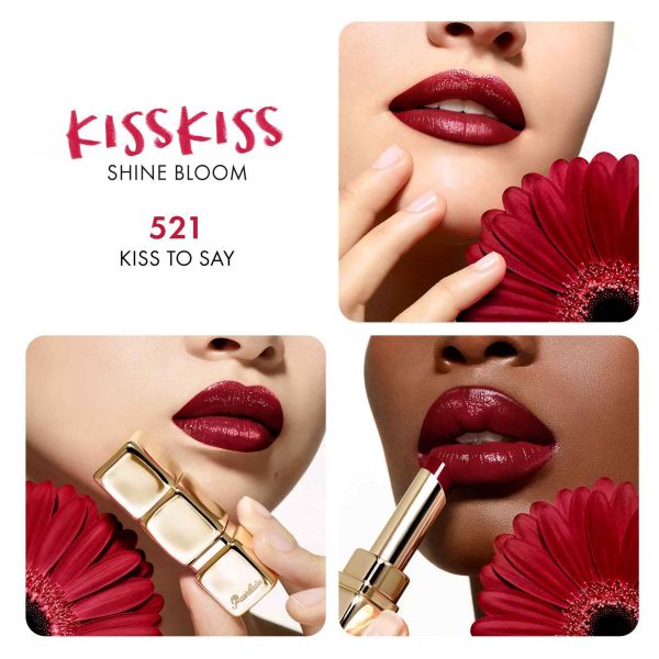 GUERLAIN KissKiss Shine Bloom Žvilgūs lūpų dažai, pagaminti iš 95% natūralios kilmės ingredientų 