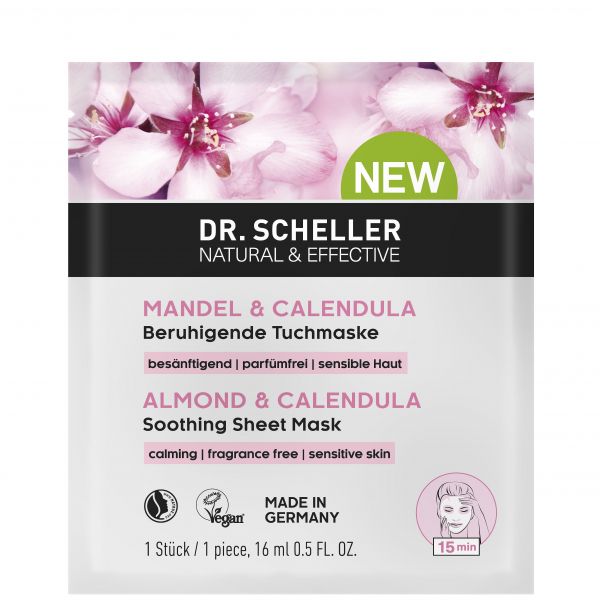 DR. SCHELLER Almond & Calendula Soothing Sheet Mask Raminamoji veido kaukė